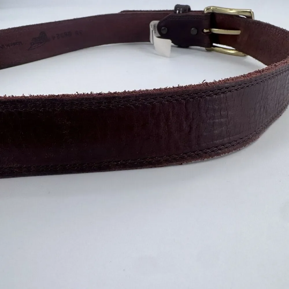 Red Wing Basic Work Belt Mens Size 38 Brown Leather Brass Buckle USA 96524